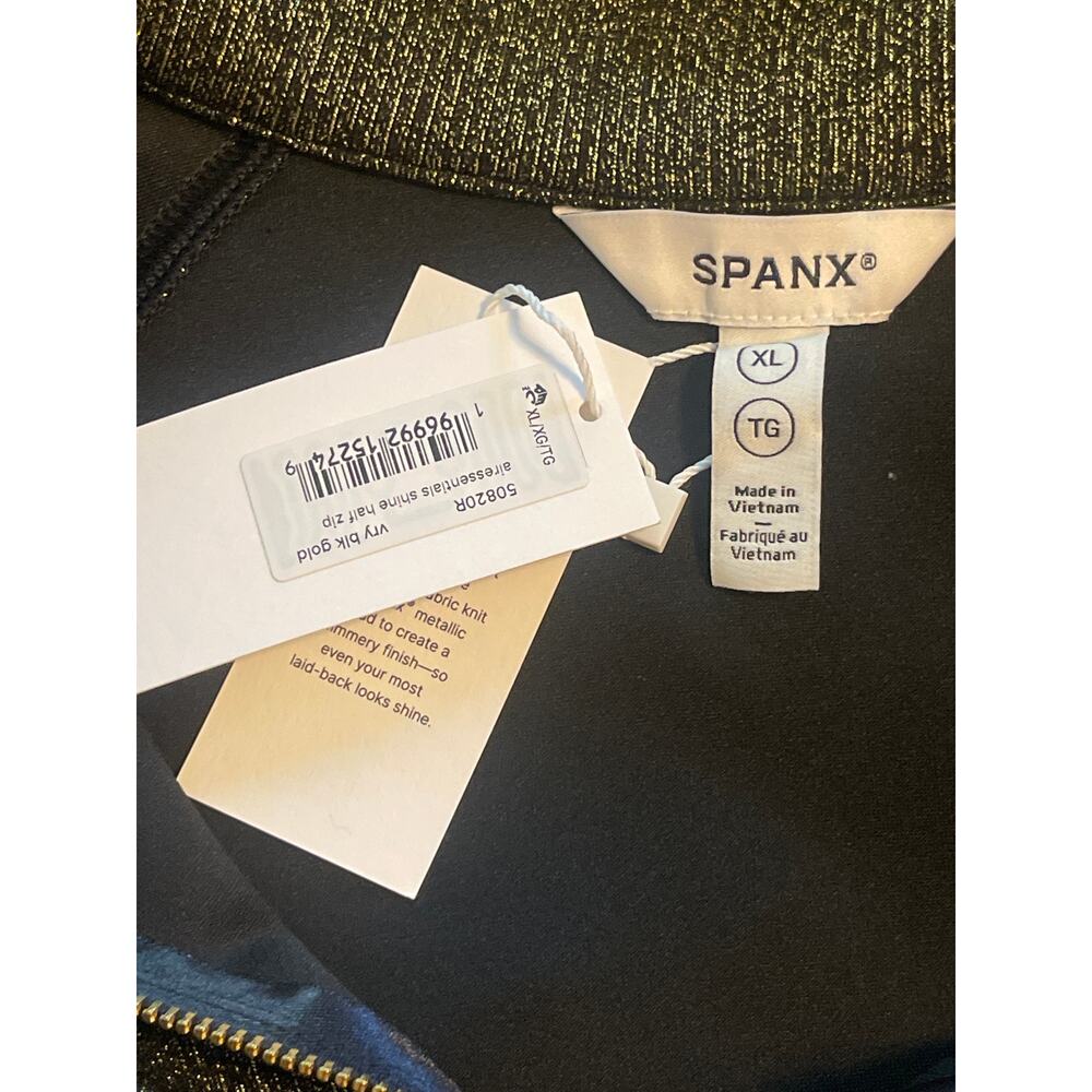 Spanx AirEssentials Shine Half-Zip Sweatshirt Top Black Gold Women's XL NWT - Picture 13 of 13